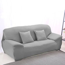 WINOMO 3 places haute élasticité anti-acariens chaise housses canapé couverture Housse canapé (gris) WINOMO 3 places haute élasticité anti-acariens chaise housses canapé couverture Housse canapé (gris) 4