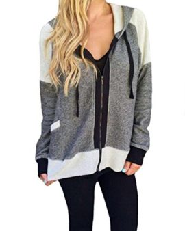 Auxo Femme Loose Sweats à Capuche Zipper Pull Casual Hoodies en Lâche Cardigan Veste Auxo Femme Loose Sweats à Capuche Zipper Pull Casual Hoodies en Lâche Cardigan Veste 2