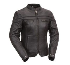 Bikers Gear UK Blouson renforcé en cuir effet vieilli Noir Sturgis Femme Bikers Gear UK Blouson renforcé en cuir effet vieilli Noir Sturgis Femme