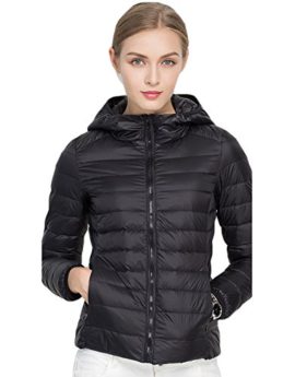 CHENGYANG Doudoune Ultra Légère à Capuche Blouson Zippée Manteau Court Veste Chaude D’hiver pour Femme CHENGYANG Doudoune Ultra Légère à Capuche Blouson Zippée Manteau Court Veste Chaude D’hiver pour Femme