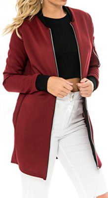 Eudolah-Femme-Blouson-Veste-longue-Uni–fermeture-clair-0-0