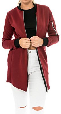 Eudolah-Femme-Blouson-Veste-longue-Uni--fermeture-clair-0