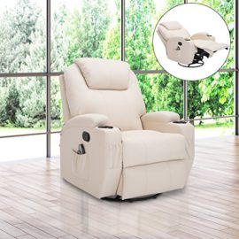 Fauteuil canapé sofa relaxation massant chauffant et vibrant inclinable pivotant à 360° similicuir 92L x 84l x 109Hcm beige neuf 36 Fauteuil canapé sofa relaxation massant chauffant et vibrant inclinable pivotant à 360° similicuir 92L x 84l x 109Hcm beige neuf 36 2