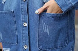 Femmes-Manches-Longues-Veste-En-Jean-Longue-Section-Manteau-0-2