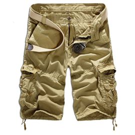 Homme-Et-Cargo-Shorts-de-Loisir-Capri-Mi-longues-pantalon-court-SANS-CEINTURE-0