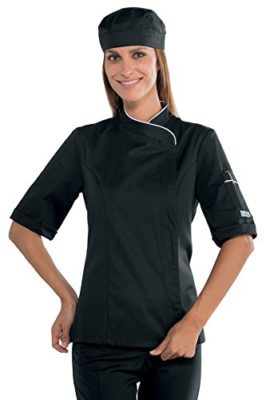 Isacco-Veste-cuisine-femme-manches-courtes-noire-et-blanche-0-0