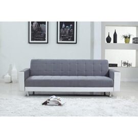 LUXURY Canapé convertible 3 places – 220x190x81 cm – Simili et microfibre – Blanc et gris LUXURY Canapé convertible 3 places – 220x190x81 cm – Simili et microfibre – Blanc et gris