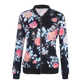 La Cabina Femme Casual Blouson Jacket Tops Outwear Coat en Floral Jacket de Bicyclette pour Printemps Automne La Cabina Femme Casual Blouson Jacket Tops Outwear Coat en Floral Jacket de Bicyclette pour Printemps Automne 5