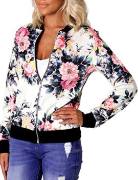 La Cabina Femme Casual Blouson Jacket Tops Outwear Coat en Floral Jacket de Bicyclette pour Printemps Automne La Cabina Femme Casual Blouson Jacket Tops Outwear Coat en Floral Jacket de Bicyclette pour Printemps Automne