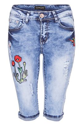 Noroze-Femmes-Denim-Shorts-Floral-Corsaire-Jeans-Pantalon-Court-0