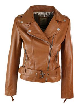 Perfecto femme cuir véritable coupe cintrée vintage biker avec ceinture et fermeture éclair Perfecto femme cuir véritable coupe cintrée vintage biker avec ceinture et fermeture éclair