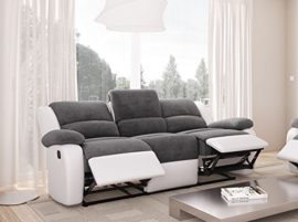 Relax canapé de relaxation en simili et tissu 3 places – 190x93x96 cm – gris et blanc Relax canapé de relaxation en simili et tissu 3 places – 190x93x96 cm – gris et blanc