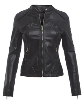 SS7 Femmes Veste Motard Simili Cuir, Noir, Sizes 8 pour 16 SS7 Femmes Veste Motard Simili Cuir, Noir, Sizes 8 pour 16