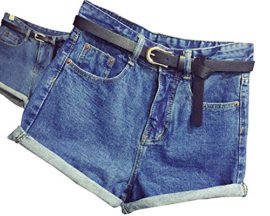 SaiDeng-Femmes-Vintage-Taille-Haute-Courts-Jeans-Denim-Shorts-Avec-Ceinture-0