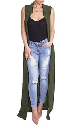 Smile YKK Gilet Long Femme Mousseline de Soie Cardigan Veste Sans Manche Manteau Eté Mode Smile YKK Gilet Long Femme Mousseline de Soie Cardigan Veste Sans Manche Manteau Eté Mode