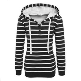 Tonsee Womens Striped lâche Casual manches longues sweat à capuche Pull Pull Tops Tonsee Womens Striped lâche Casual manches longues sweat à capuche Pull Pull Tops