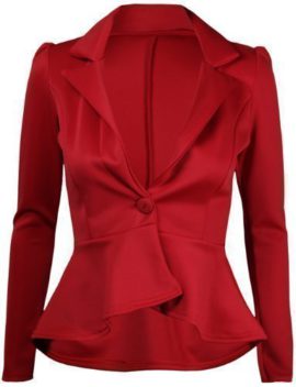 Veste à manches longues pour femme Découpe péplum étroite Volantée et évasée Veste à manches longues pour femme Découpe péplum étroite Volantée et évasée