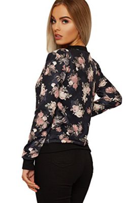 WEARALL-Femmes-Floral-Bombardier-Veste-Dames-Longue-Manche-Rose-Imprimer-Fermeture-clair-quipage-Cou-36-42-0-0