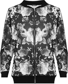 WEARALL-Femmes-Grande-Taille-Floral-Bomber-Bombardier-Veste-Haut-Rose-Imprim-Manches-Longues-Zip-tendue-42-56-0