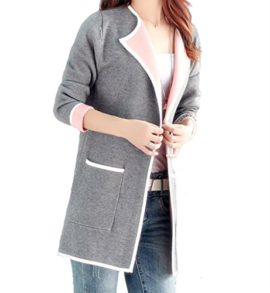 WSLCN Femme Longue Ouvert Cardigan Manteau Gilet Tops en Tricot Manches Longues Contrast couleur WSLCN Femme Longue Ouvert Cardigan Manteau Gilet Tops en Tricot Manches Longues Contrast couleur