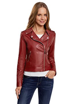 oodji Ultra Femme Blouson Style Motard en Cuir Synthétique oodji Ultra Femme Blouson Style Motard en Cuir Synthétique