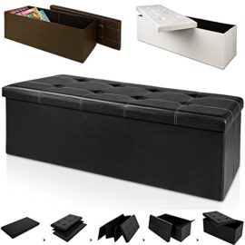 Banc pliable en MDF avec rangement – Siège Repose-pied Pouf 114x40x40cm Banc pliable en MDF avec rangement – Siège Repose-pied Pouf 114x40x40cm