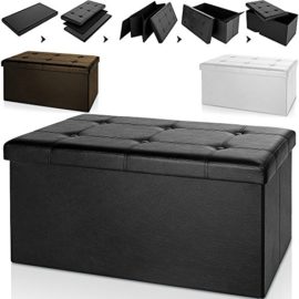 Banc pliable en MDF avec rangement – Siège Repose-pied Pouf 80x40x40cm Banc pliable en MDF avec rangement – Siège Repose-pied Pouf 80x40x40cm 2