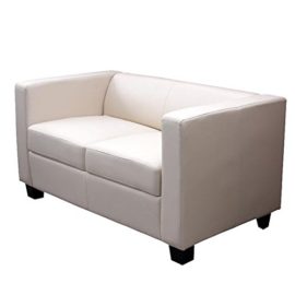 Canapé / sofa M65, 2 places, 137x75x70cm, simili-cuir, crème Canapé / sofa M65, 2 places, 137x75x70cm, simili-cuir, crème