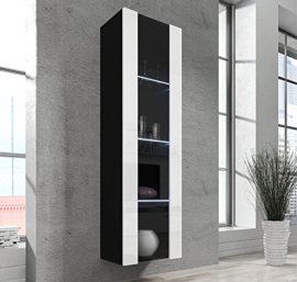 Design Ameublement – Vitrine armoire mural Capri Noir / Blanc Design Ameublement – Vitrine armoire mural Capri Noir / Blanc 2