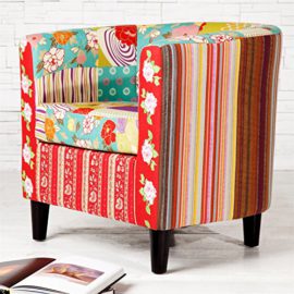 Design Delights Fauteuil lounge Motif patchwork de fleurs colorées Design Delights Fauteuil lounge Motif patchwork de fleurs colorées