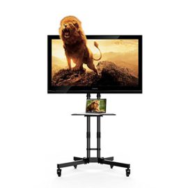 FLEXIMOUNTS-C06-Support-Meuble-TV-pour-TV-LCD-LED-plasma-plat-32-65-81cm-165cm-Pied--roulettes-rglable-avec-tablette-plastique-DVD-0