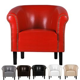 Fauteuil crapaud MONACO simili cuir rouge W287 03 Fauteuil crapaud MONACO simili cuir rouge W287 03