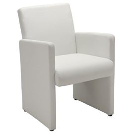 Fauteuil de salon confort TONY accoudoirs revêtement synthétique blanc Fauteuil de salon confort TONY accoudoirs revêtement synthétique blanc