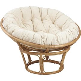 Fauteuil papasan en rotin avec coussin écru Fauteuil papasan en rotin avec coussin écru