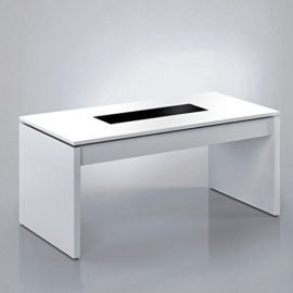 Habitdesign 0T1638BO – Table basse relevable, finition blanc brillant et verre noir, dimensions 100 x 50 x 43/52 cm de Hauteur Habitdesign 0T1638BO – Table basse relevable, finition blanc brillant et verre noir, dimensions 100 x 50 x 43/52 cm de Hauteur 3