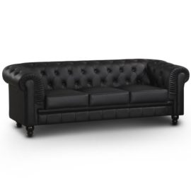 Intense Déco – Canapé Chesterfield 3 Places Regency Noir Intense Déco – Canapé Chesterfield 3 Places Regency Noir