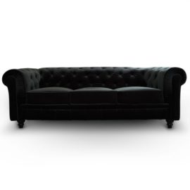 Intense Déco – Canape Chesterfield Velours 3 Places Altesse Noir Intense Déco – Canape Chesterfield Velours 3 Places Altesse Noir