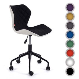 MY SIT Chaise de bureau Siege de bureau tabouret fauteuil hauteur réglable similicuir rembourré avec rouleau neuf design en Noir/Blanc MY SIT Chaise de bureau Siege de bureau tabouret fauteuil hauteur réglable similicuir rembourré avec rouleau neuf design en Noir/Blanc