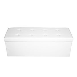 Mari-Home-Clarendon-Pouf-pliant-avec-compartiment-de-rangement-Blanc-Sige-pouf-bote–rangement-pour-jouets-repose-pieds-charge-maximale-300-kg-dimensions-110-x-38-x-38-cm-0-0