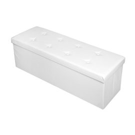 Mari Home Clarendon Pouf pliant avec compartiment de rangement Blanc Siège, pouf, boîte à rangement pour jouets, repose-pieds – charge maximale 300 kg, dimensions 110 x 38 x 38 cm Mari Home Clarendon Pouf pliant avec compartiment de rangement Blanc Siège, pouf, boîte à rangement pour jouets, repose-pieds – charge maximale 300 kg, dimensions 110 x 38 x 38 cm 2