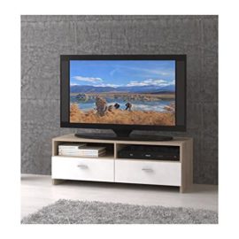 Meuble TV 95cm blanc et décor chene Helppo Meuble TV 95cm blanc et décor chene Helppo 2