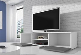 Meuble TV Armoire support Vegas Blanc/Fronts brillant Gris 150 cm Meuble TV Armoire support Vegas Blanc/Fronts brillant Gris 150 cm 5