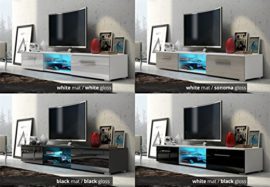 Meuble TV EDITH/ Cabinet pour la TV/ éclairage LED (blanc mat/ fronts blanc brillant) Meuble TV EDITH/ Cabinet pour la TV/ éclairage LED (blanc mat/ fronts blanc brillant) 4