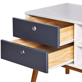 Meuble TV Leti Blanc, Fabriqué en bois de pin massif, 1 porte y 2 tiroirs, 140 cm Meuble TV Leti Blanc, Fabriqué en bois de pin massif, 1 porte y 2 tiroirs, 140 cm 4