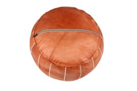 POUF MAROCAIN FAIT MAIN EN CUIR MARRON AVEC COUVERCLE BLANC STITCHING. FOOTSTALL LIVRÉ TISSUS NON REMBOURRÉS POUF MAROCAIN FAIT MAIN EN CUIR MARRON AVEC COUVERCLE BLANC STITCHING. FOOTSTALL LIVRÉ TISSUS NON REMBOURRÉS 5