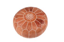 POUF-MAROCAIN-FAIT-MAIN-EN-CUIR-MARRON-AVEC-COUVERCLE-BLANC-STITCHING-FOOTSTALL-LIVR-TISSUS-NON-REMBOURRS-0