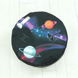 Pouf Rond Noir 40x20cm Galaxy – Polyester Pouf Rond Noir 40x20cm Galaxy – Polyester 4