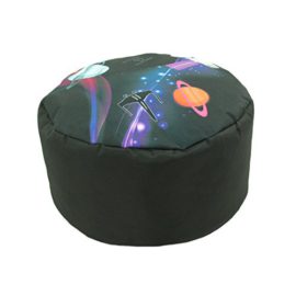 Pouf Rond Noir 40x20cm Galaxy – Polyester Pouf Rond Noir 40x20cm Galaxy – Polyester