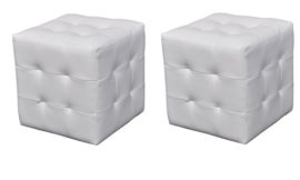 Pouf cube capitonné blanc (lot de 2) Pouf cube capitonné blanc (lot de 2)