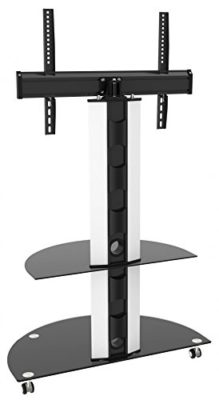 RICOO-Meuble-TV-Roulettes-Design-Support-pied-en-verre-support-inclinable-FS0502-orientable-tournant-avec-roulettes-TV-LED-cran-plat-VESA-max-600×400-Support-universel-rack-de-dpose-en-verre-incl-0-0